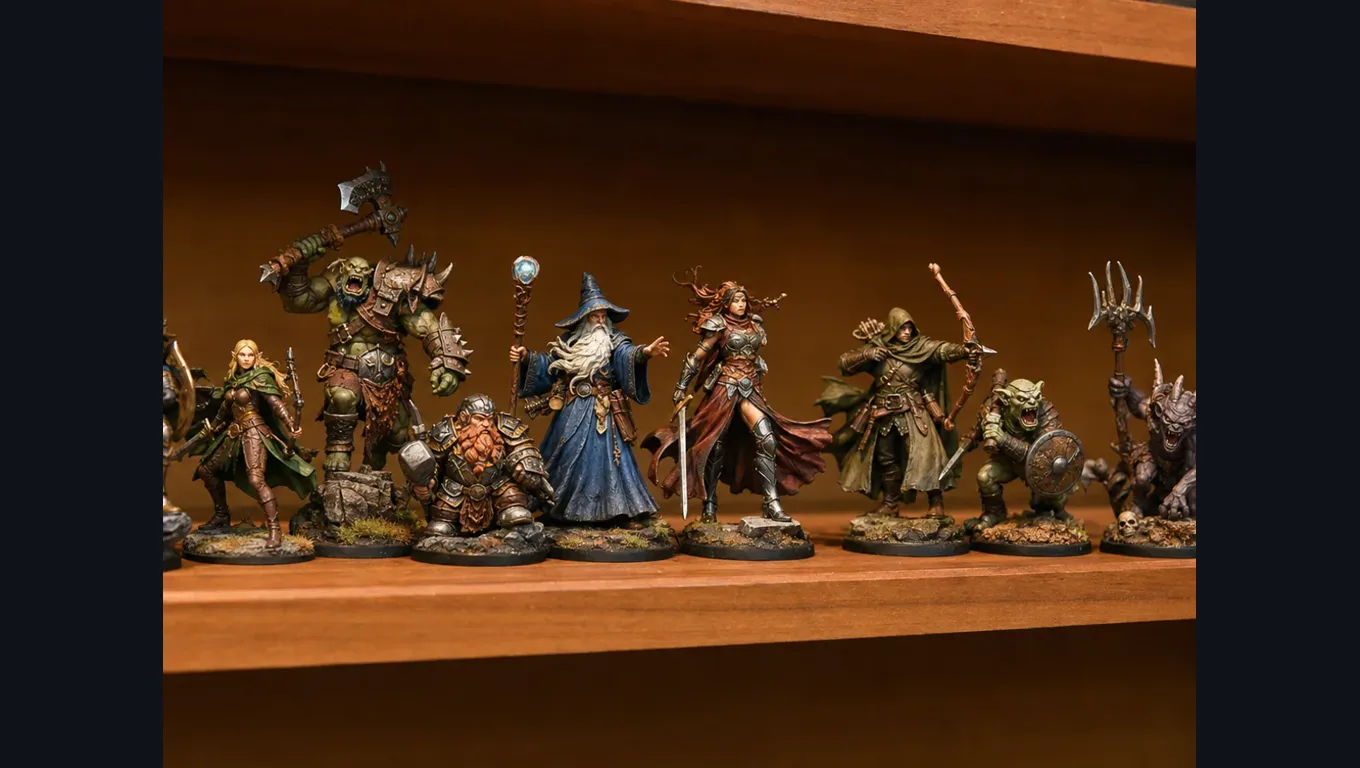 CharGen AI miniature generator artwork showing a printable fantasy miniature prepared for a D&D session