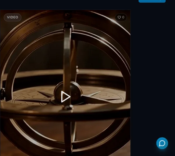 Completed landscape astrolabe image-to-video result shown in the Studio result view.
