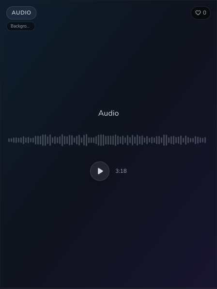Completed Background audio result with a waveform, play button and a three-minute-eighteen-second display.