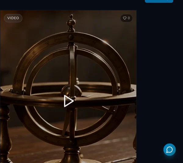 Completed landscape astrolabe video result in the Studio result view.