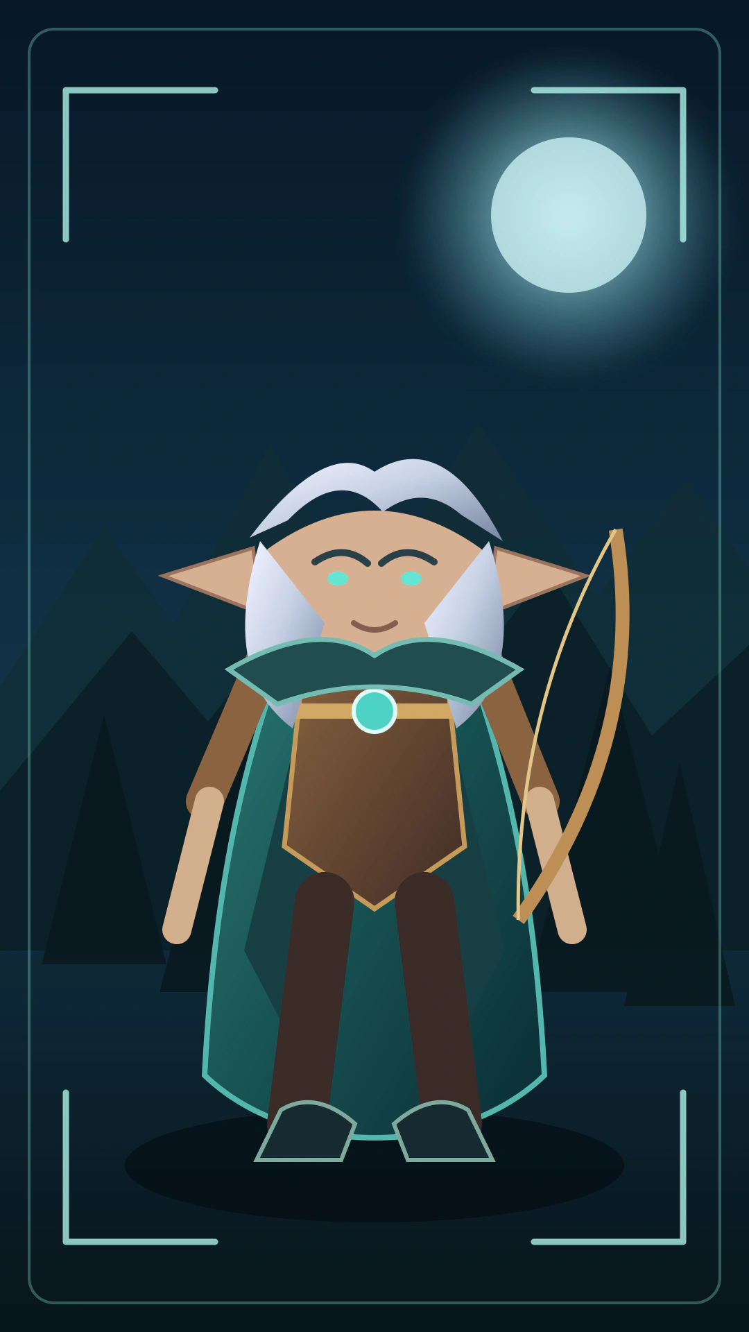 Silver-haired elven ranger in a forest clearing